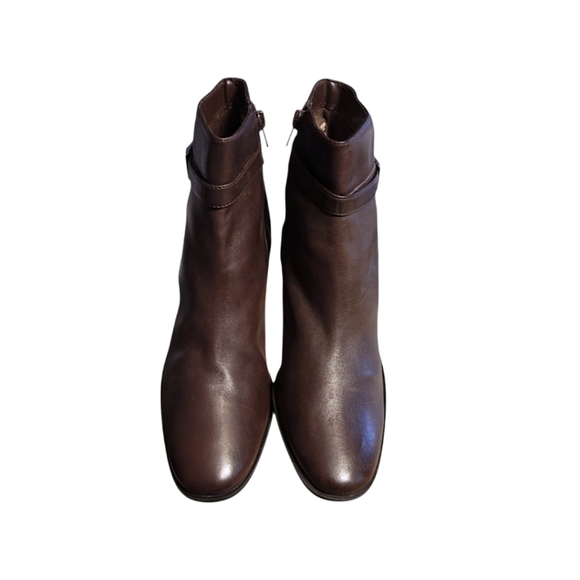 NEW, PREDICTIONS, MEDIUM BROWN  WHITOUT TAGS, SIZE 8.5 LEATHER BUCKLE BOOTS - Picture 5 of 10